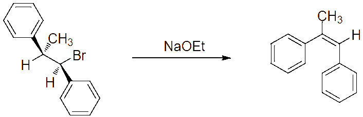 Ochem Tutor stereospecific E2 with a single beta-proton